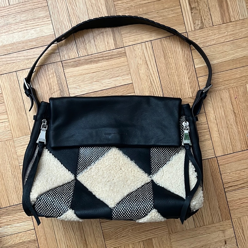 Like new - Aimee Ketsenberg Bali Sherpa Black Leather Shoulder Bag